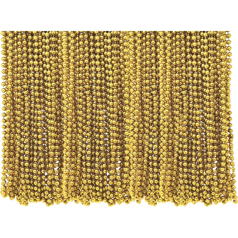 4E’s Novelty Gold Beads Necklaces – 72 Pack Bulk Mardi Gras Party Favors & Parade Accessories - Costumes & Accessories