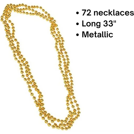 4E’s Novelty Gold Beads Necklaces – 72 Pack Bulk Mardi Gras Party Favors & Parade Accessories - Costumes & Accessories