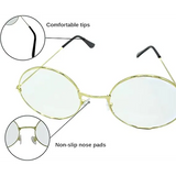 4E’s Novelty Gold Round Glasses – Old Man Granny Glasses for Kids’ 100th Day of School Costume - Costume Accessories