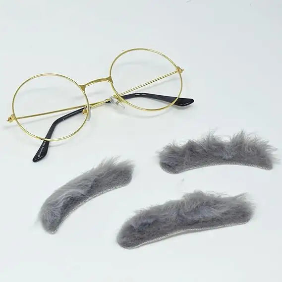 4E’s Novelty Gold Round Glasses – Old Man Granny Glasses for Kids’ 100th Day of School Costume - Costume Accessories