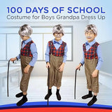 4E’s Novelty Grandpa Costume – 6-Pc Old Man Outfit with Cane for Kids (Medium) - Costumes & Accessories