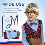 4E’s Novelty Grandpa Costume – 6-Pc Old Man Outfit with Cane for Kids (Large) - Costumes & Accessories