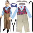 4E’s Novelty Grandpa Costume – 6-Pc Old Man Outfit with Cane for Kids (Large) - Costumes & Accessories