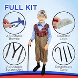 4E’s Novelty Grandpa Costume – 6-Pc Old Man Outfit with Cane for Kids (Medium) - Costumes & Accessories