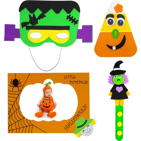 4E’s Novelty Halloween Crafts for Kids (Makes 4) – Foam Halloween Craft Kit with Frame Mask Bookmark & Candy Corn