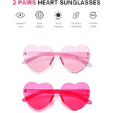 4E’s Novelty Heart Sunglasses 2-Pack – Hot Pink Glasses for Parties Festivals & Valentine Costumes