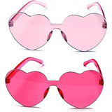 4E’s Novelty Heart Sunglasses 2-Pack – Hot Pink Glasses for Parties Festivals & Valentine Costumes