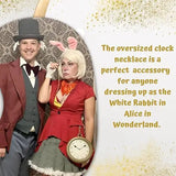 4E’s Novelty Jumbo Clock Necklace - 8’’ Large Gold Clock for White Rabbit Alice in Wonderland Costume Prop Tea Party &
