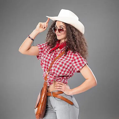 4E’s Novelty Light Blue Cowboy Hat & Heart-Shaped Sunglasses – Western Cowgirl Party Accessory - Costume Accessories