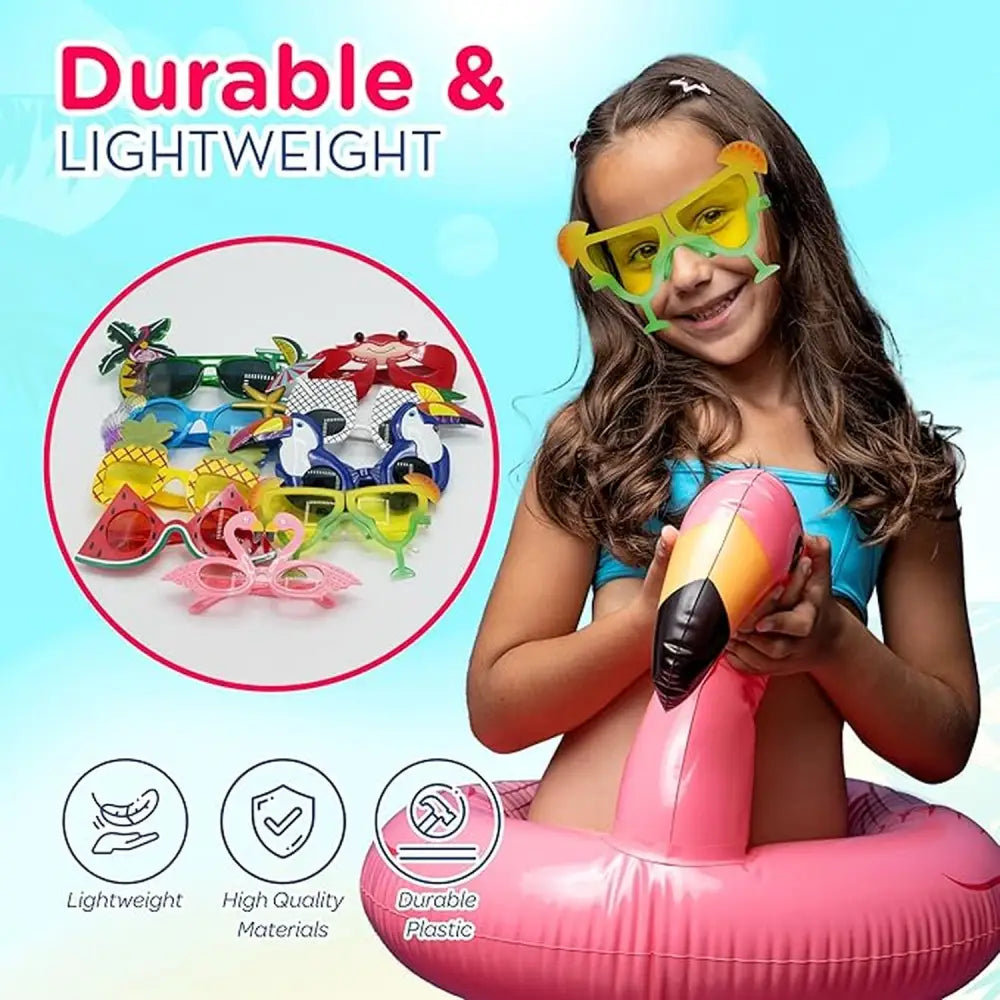 4E’s Novelty Luau Party Goggles 9 Pairs Hawaiian Party Sunglass Photo Booth Props - Party Favors and Toys
