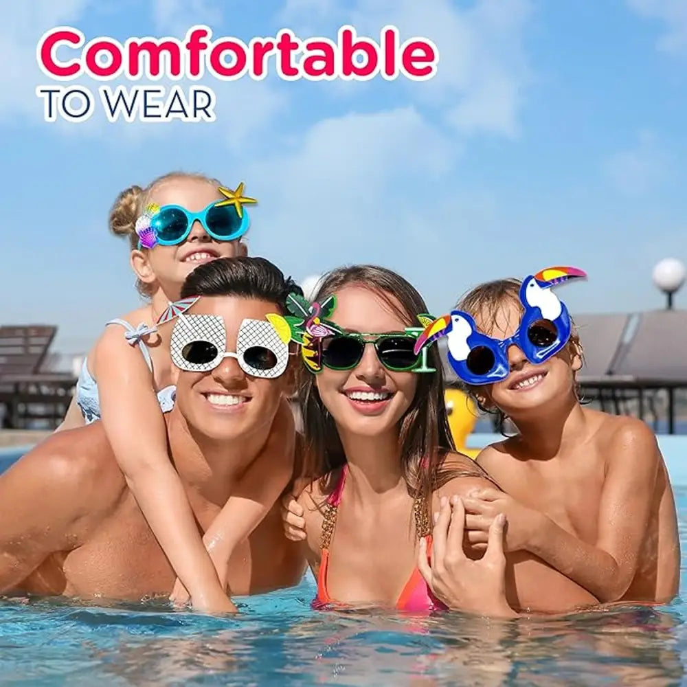4E’s Novelty Luau Party Goggles 9 Pairs Hawaiian Party Sunglass Photo Booth Props - Party Favors and Toys