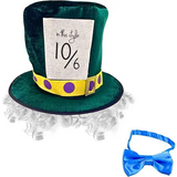 4E’s Novelty Mad Hatter Costume Set – Velvet Top Hat Wig & Bowtie