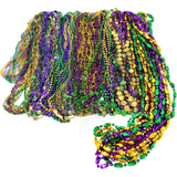 4E’s Novelty Mardi Gras Beads Bulk – 500 Metallic Assorted Necklaces