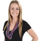 4E’s Novelty Mardi Gras Beads Bulk Set – 144 Pieces 33’’ 6mm Metallic in 12 Colors