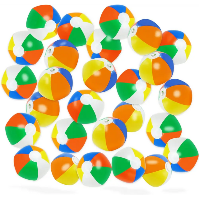 4E’s Novelty Mini Beach Balls – 28 Pack 4’’ Inflatable Pool Party Favors for Kids