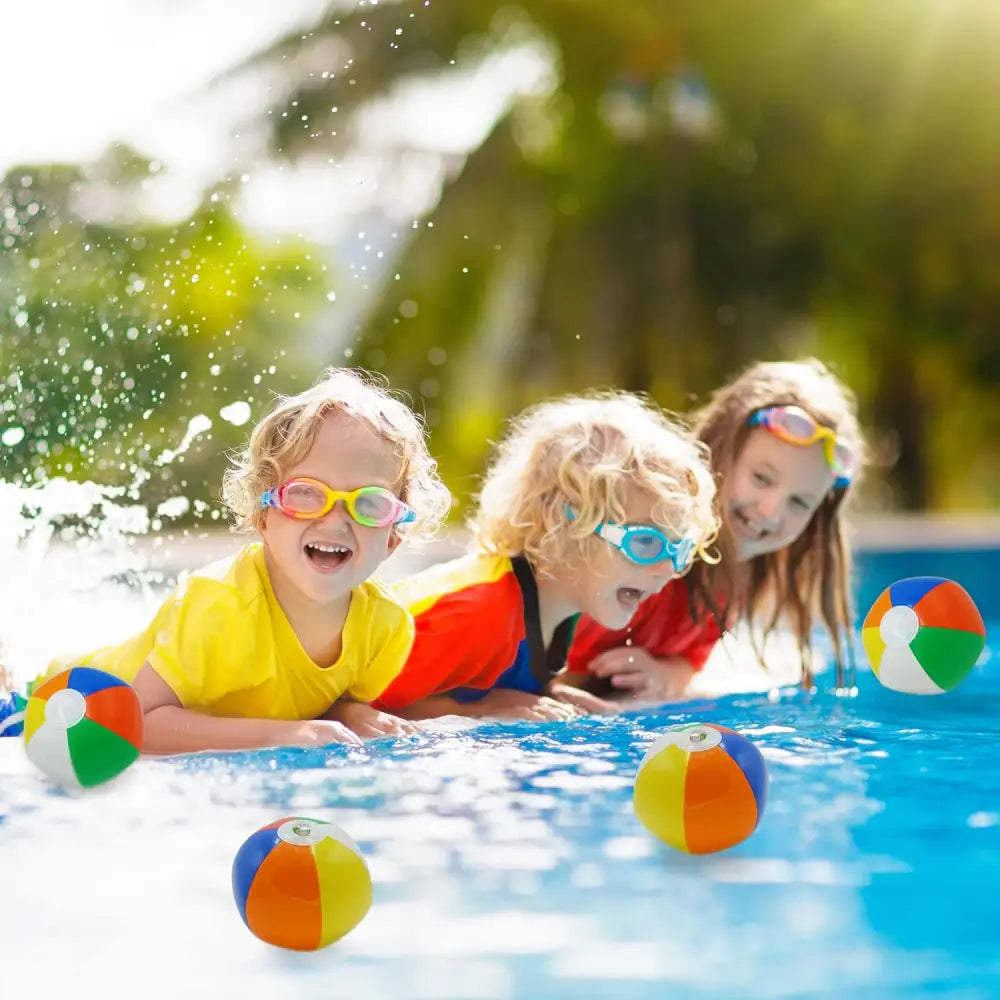 4E’s Novelty Mini Beach Balls – 28 Pack 4’’ Inflatable Pool Party Favors for Kids