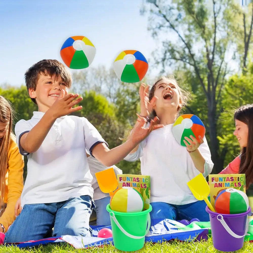 4E’s Novelty Mini Beach Balls – 28 Pack 4’’ Inflatable Pool Party Favors for Kids