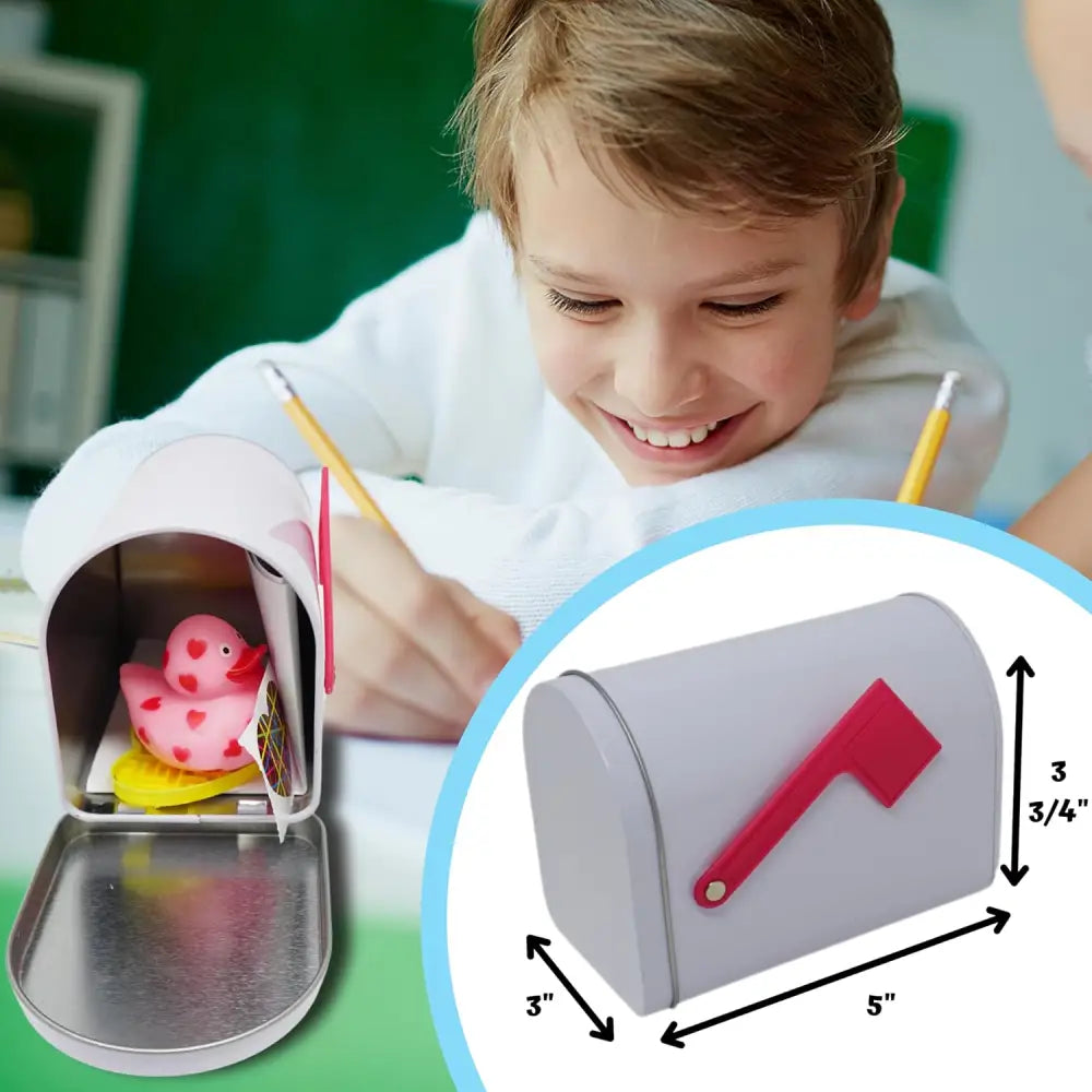 4E’s Novelty Mini Valentine Mailbox – 5x3” Tin Mailbox for Cards DIY Gifts & Classroom Favors