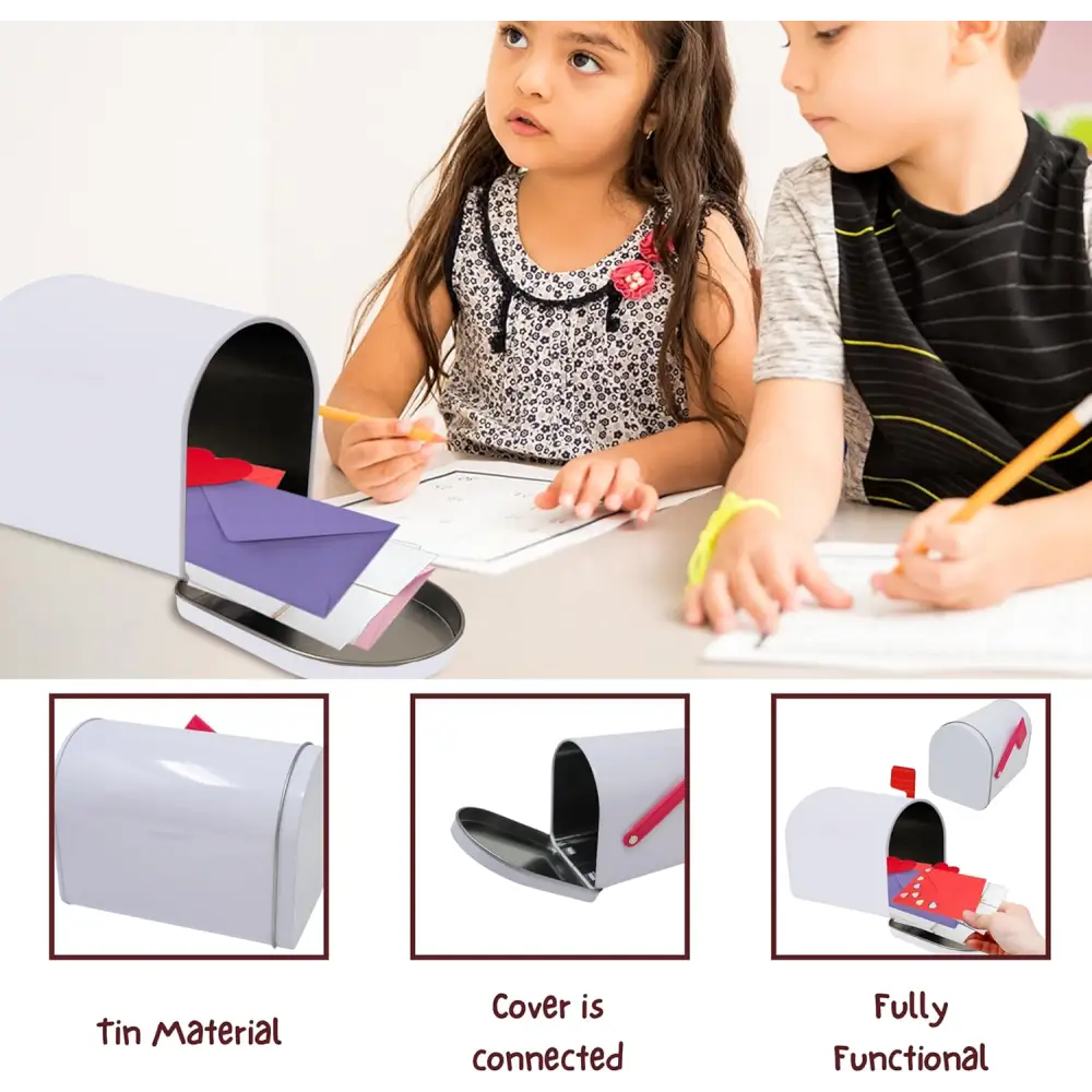 4E’s Novelty Mini Valentine Mailbox – 5x3” Tin Mailbox for Cards DIY Gifts & Classroom Favors