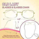 4E’s Novelty Old Lady Costume – 7-Pc Grandma Set with Wig Cane & Glasses for Girls - Costumes & Accessories