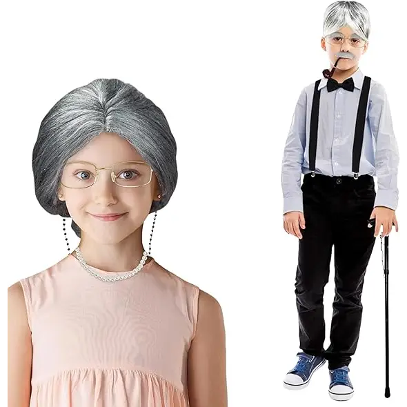 4E’s Novelty Old Person Glasses – Gold Rectangular Eyeglasses for 100th Day of School