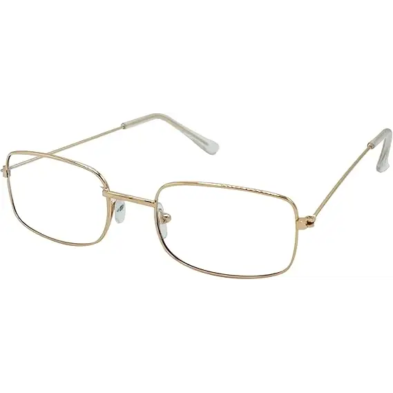 4E’s Novelty Old Person Glasses – Gold Rectangular Eyeglasses for 100th Day of School