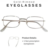4E’s Novelty Old Person Glasses – Gold Rectangular Eyeglasses for 100th Day of School