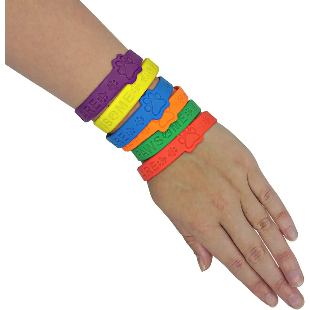 4E’s Novelty Paw Print Party Favors – 24 Bracelets & 24 Stamps for Kids