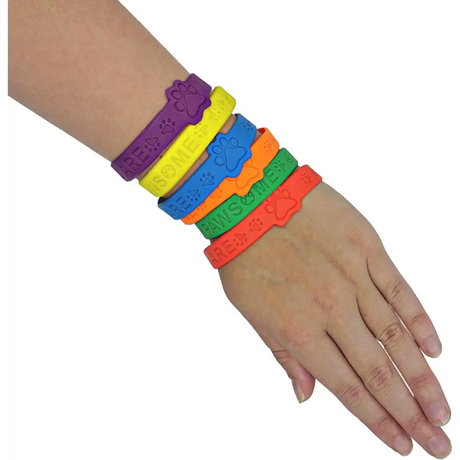 4E’s Novelty Paw Print Party Favors – 24 Bracelets & 24 Stamps for Kids