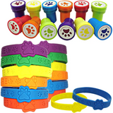 4E’s Novelty Paw Print Party Favors – 24 Bracelets & 24 Stamps for Kids