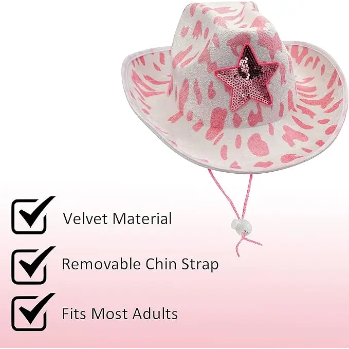 4E’s Novelty Pink Cow Print Cowboy Hat with Heart Sunglasses for Cowgirl Hats for Women – Fun & Flirty Western Fashion