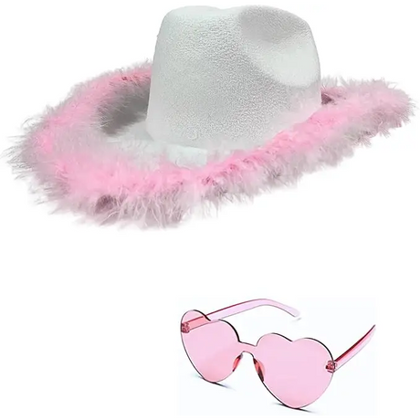 4E’s Novelty Pink Cowgirl Hat – Felt Cowboy Hat with Chinstrap for Parties & Festivals