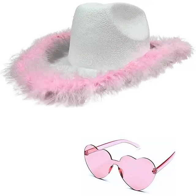 4E’s Novelty Pink Cowgirl Hat – Felt Cowboy Hat with Chinstrap for Parties & Festivals
