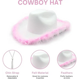 4E’s Novelty Pink Cowgirl Hat – Felt Cowboy Hat with Chinstrap for Parties & Festivals