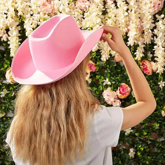 4E’s Novelty Pink Cowgirl Hat – Felt Western Hat with Chinstrap & Shapeable Brim for Parties & More - Costume