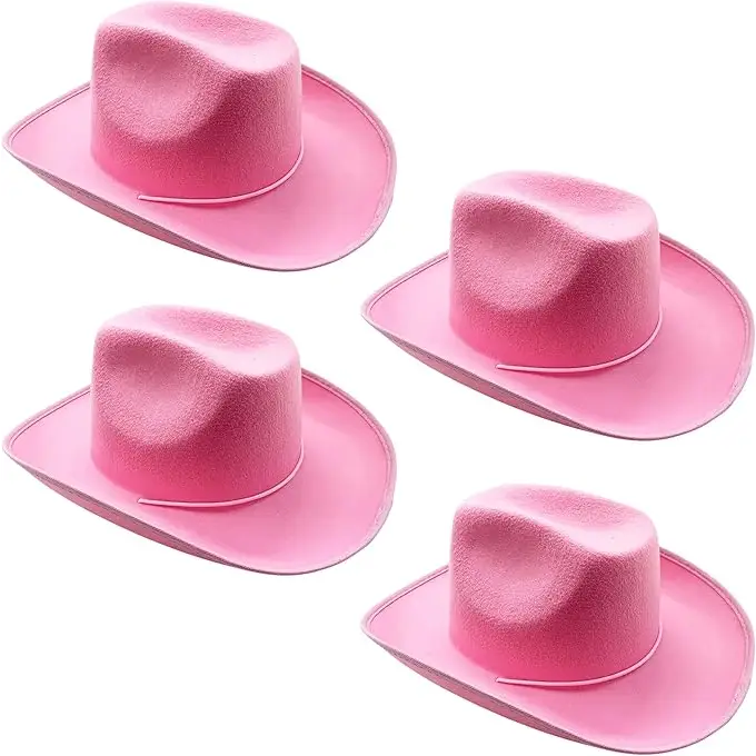 4E’s Novelty Pink Kids Cowboy Hats – 4-Pack Set for Girls & Boys Perfect for Dress-Up Parties and Playtime