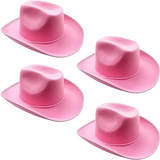 4E’s Novelty Pink Kids Cowboy Hats – 4-Pack Set for Girls & Boys Perfect for Dress-Up Parties and Playtime