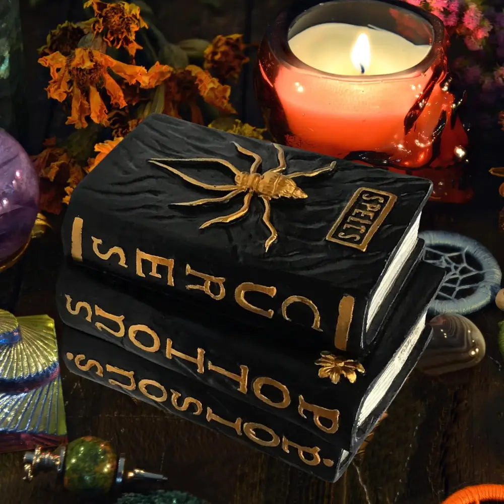 4E’s Novelty Resin Spellbook Prop - 5” Hocus Pocus Book of Spells for Centerpiece Halloween Table Decor Small Hocus