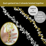 4E’s Novelty Set of 4 Crystal Beaded Christmas Tree Garland Ornaments - Silver & Gold Bead Garland for Christmas Tree