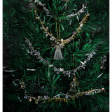 4E’s Novelty Set of 4 Crystal Beaded Christmas Tree Garland Ornaments - Silver & Gold Bead Garland for Christmas Tree
