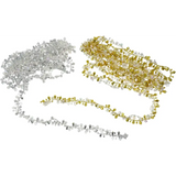 4E’s Novelty Set of 4 Crystal Beaded Christmas Tree Garland Ornaments - Silver & Gold Bead Garland for Christmas Tree