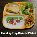 4E’s Novelty Set of 4 Fall Thanksgiving Melamine Dinnerware Sets for Kids – Autumn Kids Plates With Dividers BPA-Free