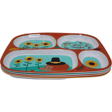4E’s Novelty Set of 4 Fall Thanksgiving Melamine Dinnerware Sets for Kids – Autumn Kids Plates With Dividers BPA-Free