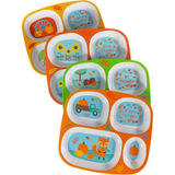4E’s Novelty Set of 4 Fall Thanksgiving Melamine Dinnerware Sets for Kids – Autumn Kids Plates With Dividers BPA-Free