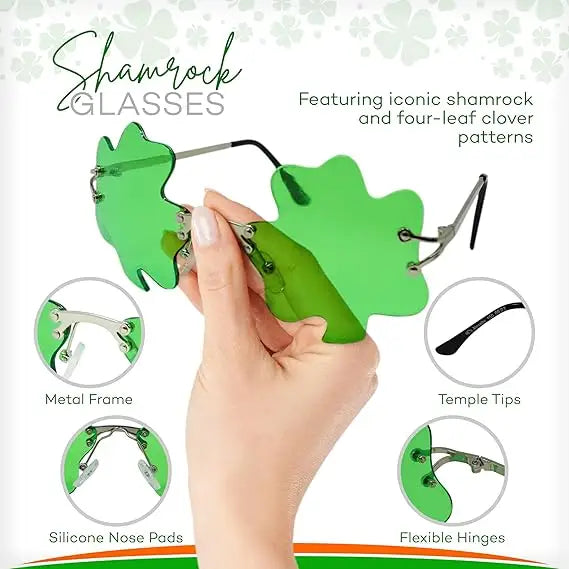 4E’s Novelty Shamrock Glasses – St. Patrick’s Day Green Sunglasses for Adults & Kids Party Accessory