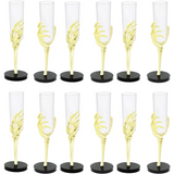 4E’s Novelty Skeleton Hand Flutes 12 Pack - Clear Plastic Halloween Champagne Cocktail Goblets (2.7oz) - Halloween Wine