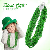 4E’s Novelty St. Patrick’s Day Beads – 12-Pack Shamrock Clover Green Necklaces for Party Favors