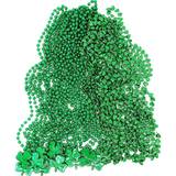 4E’s Novelty St. Patrick’s Day Beads Necklace – 24 Pack Shamrock Green Beads for Party Favors
