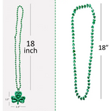 4E’s Novelty St. Patrick’s Day Beads Necklace – 24 Pack Shamrock Green Beads for Party Favors