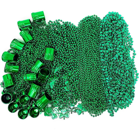 4E’s Novelty St. Patrick’s Day Beads Necklace – 72 Pack Shamrock Party Accessories & Favors